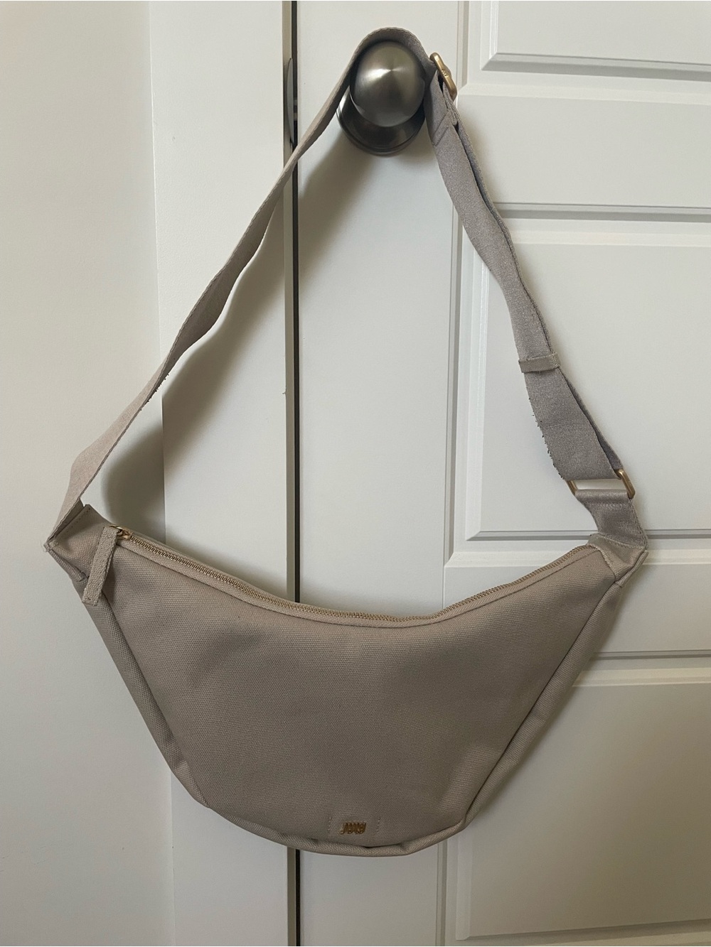 July Cream Crescent Shoulder Bag Minimalist Contemporary Hobo Purse - Picture 3 of 6